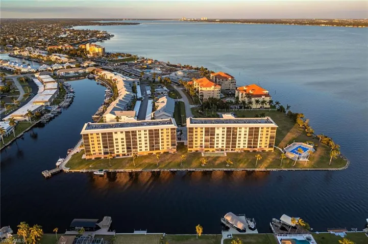 Drone / aerial view of a large body of water