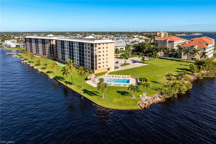 Aerial view of a large body of water