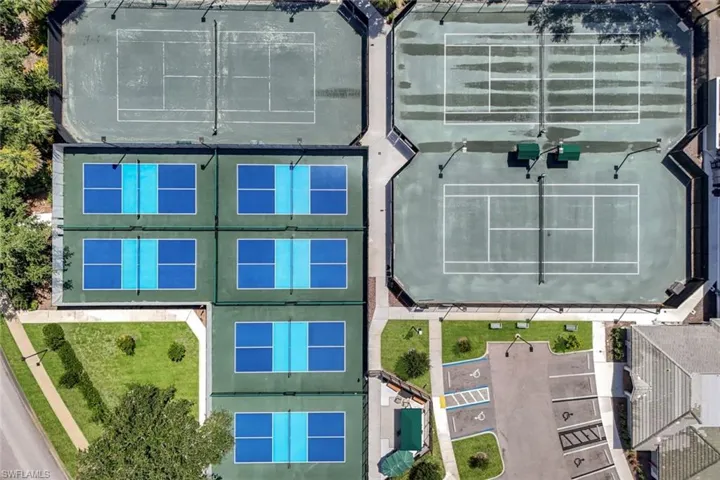 Multiple tennis courts and pickleball courts