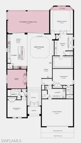 Additional Highlights Include: 4' garage extension, gourmet kitchen, bay window at primary suite, extended lanai, study.