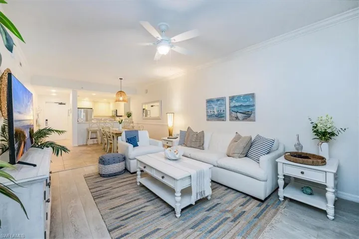 Living room is open to the kitchen and dining area