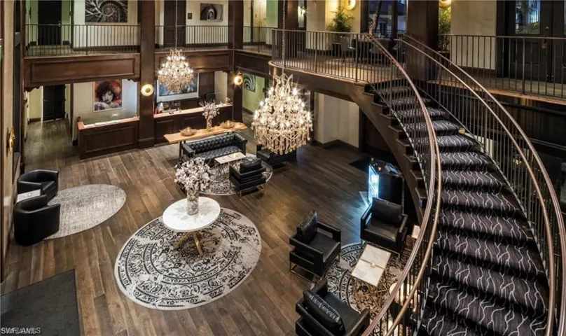 View of Bellasera’s two story lobby from upstairs