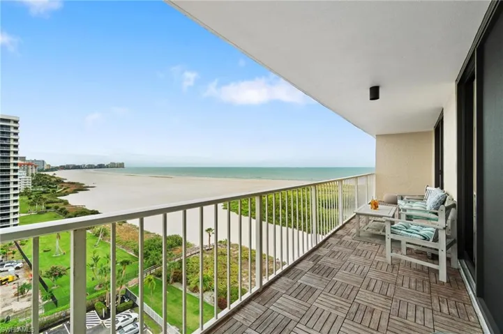Balcony with a water view