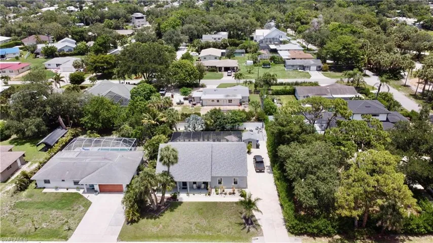 Aerial perspective of suburban area