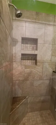 Full bathroom with tiled shower