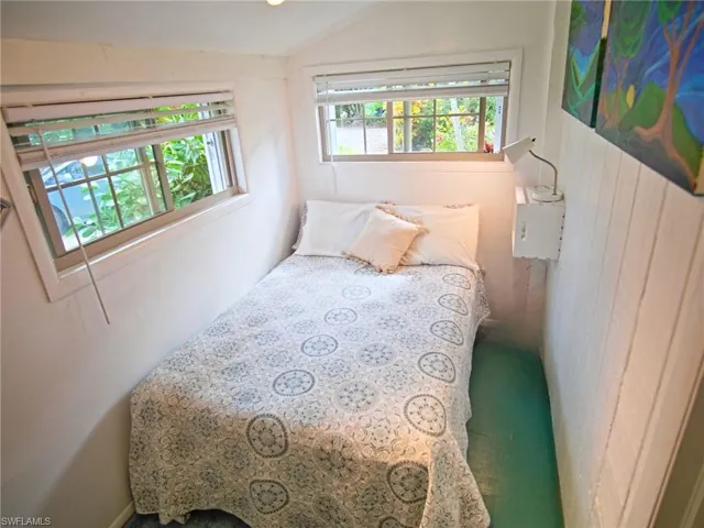 Cottage Bedroom: double bed, built in lighting, closet not pictured