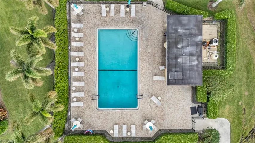Aerial view of a pool