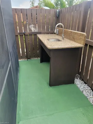 View of patio featuring a sink