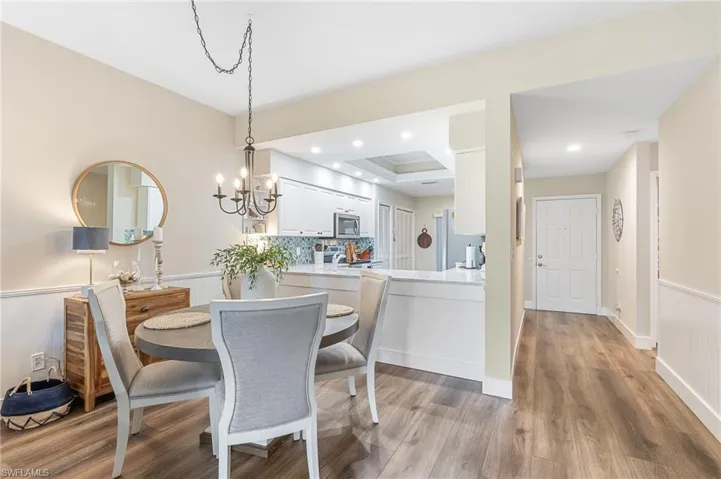Dining to kitchen to front door