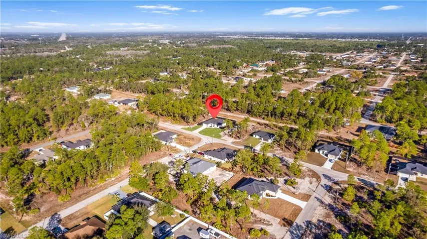 Aerial perspective of suburban area