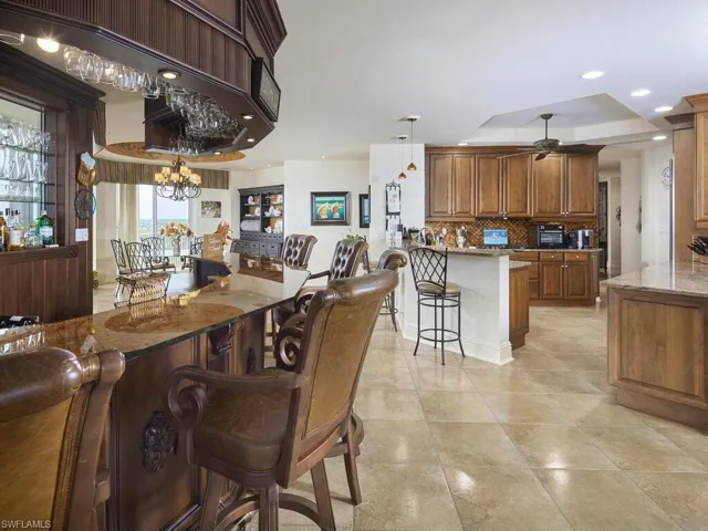 Attention was paid to every detail in this custom-built bar. Happy hour anyone?