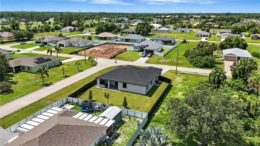 Aerial perspective of suburban area