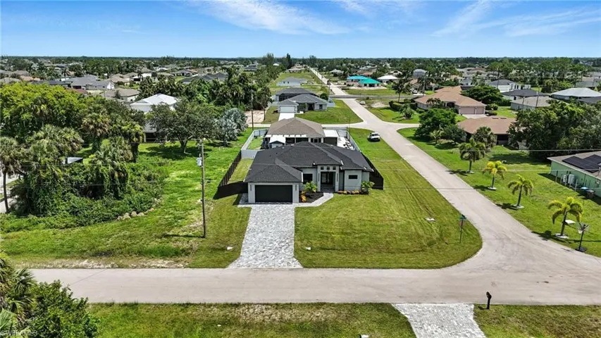 Aerial perspective of suburban area