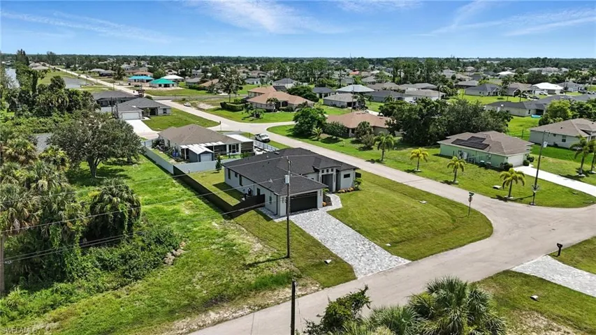 Aerial perspective of suburban area