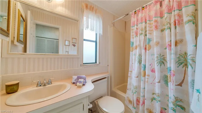 The guest bath, with a tub/shower comb, is perfectly sized.