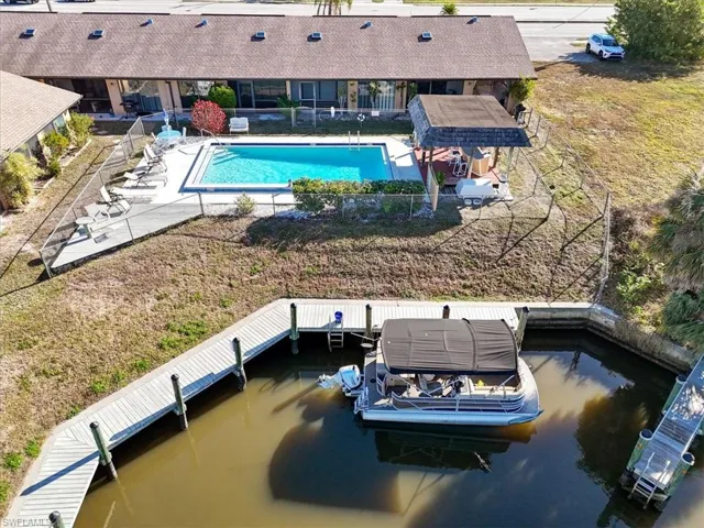 Aerial view of a pool