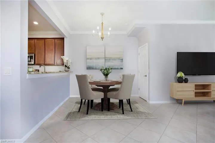 Photo includes reality staging to showcase the possibility of the dining area. Design services included with purchase!