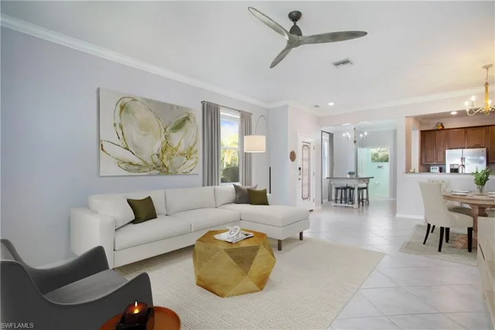 Photo includes reality staging to showcase the possibility of the living area. Design services included with purchase!
