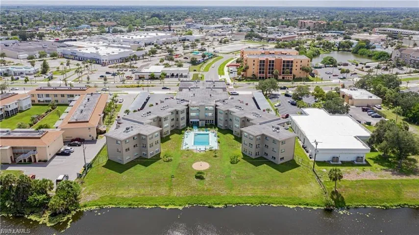 Drone / aerial view of a nearby body of water