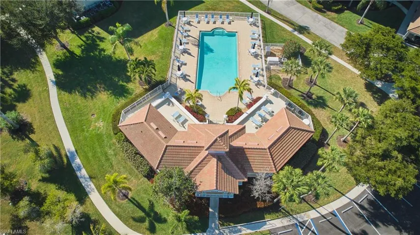 Drone / aerial view of a pool