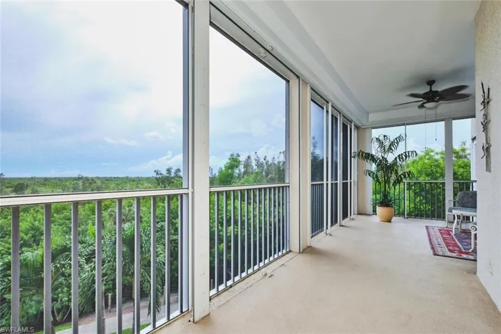 Balcony with a ceiling fan