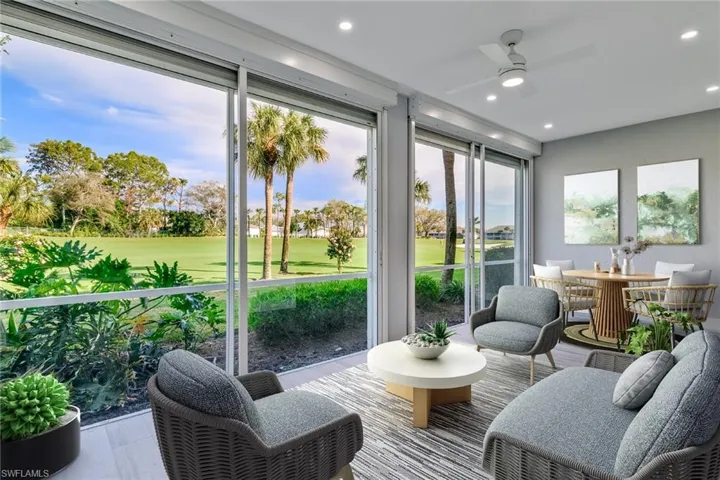 Lanai w/Golf Course View - Furnishings Virtually Staged