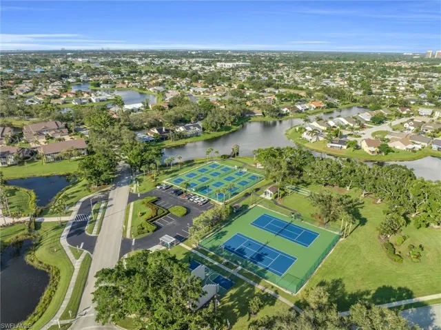 Bird's eye view of a nearby body of water