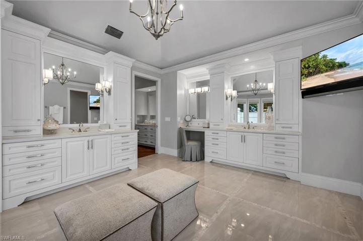 What a beautiful room to begin and end your day!  For those chilly Naples mornings this winter...this bathroom has heated floors!