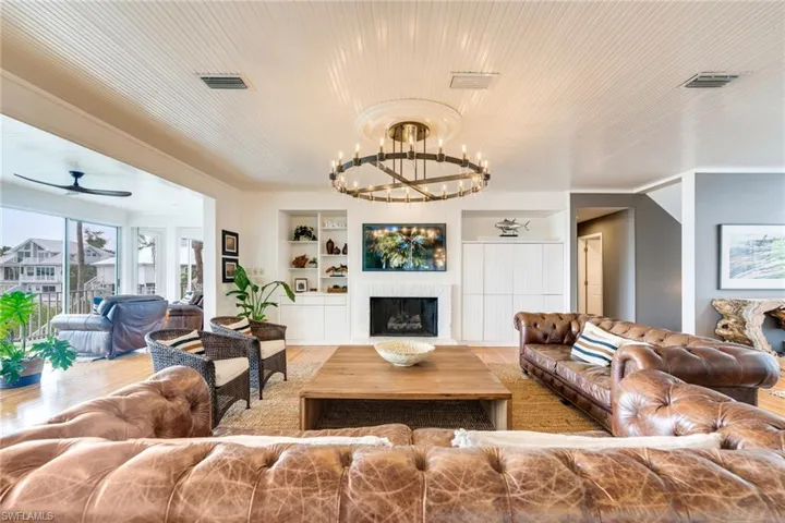 Living room featuring a fireplace