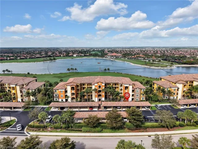 Aerial Front View of the Building with Parking Spot Location Marked