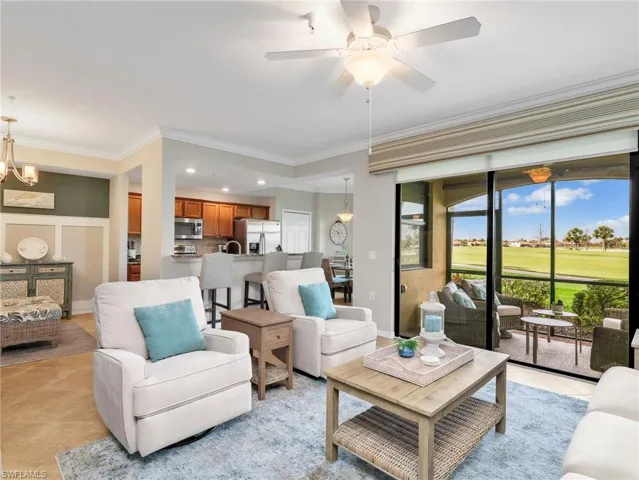 Living Room, Dining Area, Nook/Dining Area, Kitchen with Breakfast Bar, Eat-In Kitchen, & Screened-In Lanai with Golf Course View