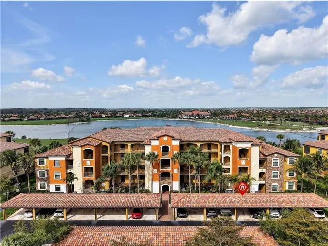 Aerial Front View of the Building with Parking Spot Location Marked
