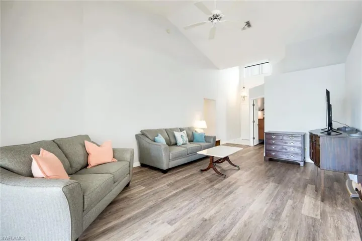 HUGE great room with vaulted ceilings and so much natural light.