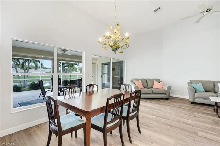 Living room and dining room are open to one another.