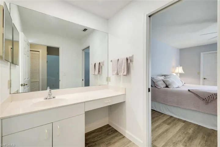 Ensuite guest bathroom can be accessed through the guest suite or hallway.