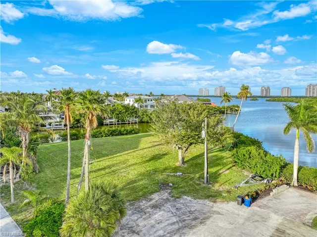 Aerial view of a nearby body of water