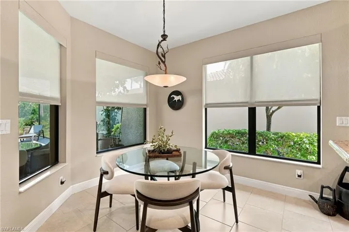 A light-filled eat in kitchen overlooking the lanai.