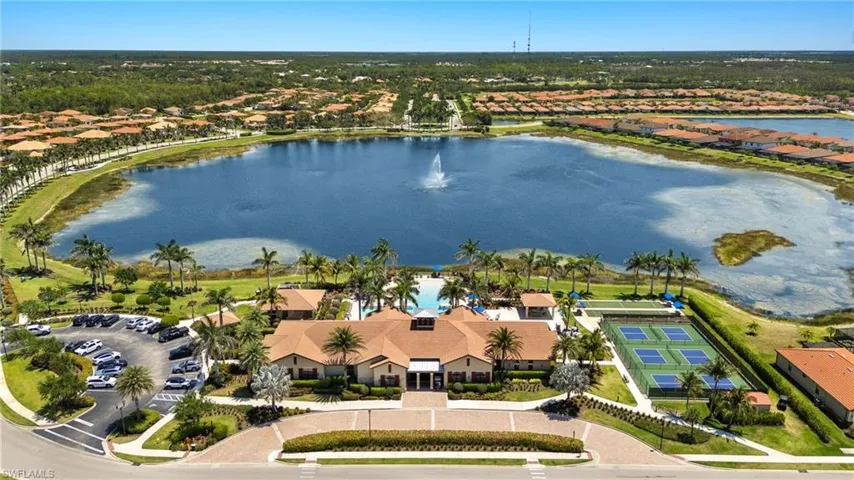 Aerial view with a residential view and a water view