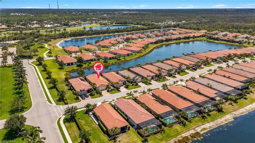 Bird's eye view with a residential view and a water view