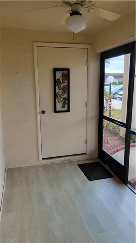 Doorway with wood-look tile