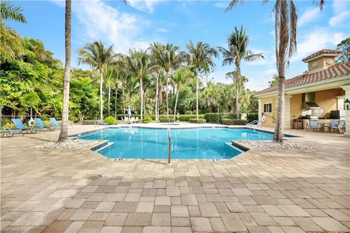Community pool featuring a patio