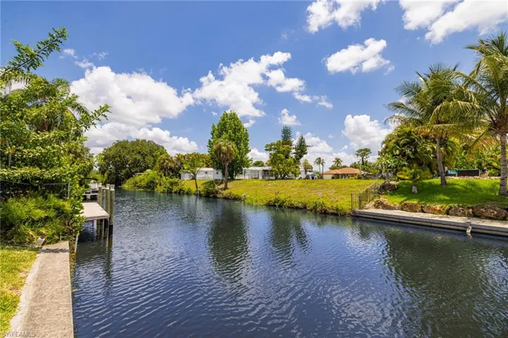Water view with a boat dock