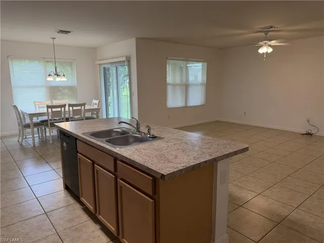 Kitchen, Dining Room, and Living Room