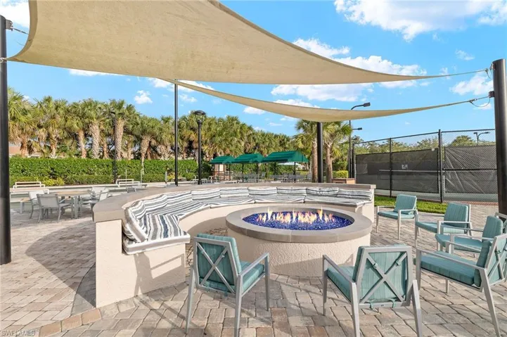 One of three outdoor firepits to gather and socialize with friends and neighbors.