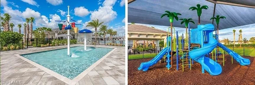 Community playground with fence