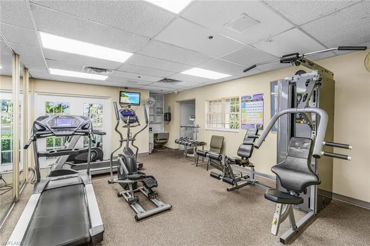 Workout area with a drop ceiling