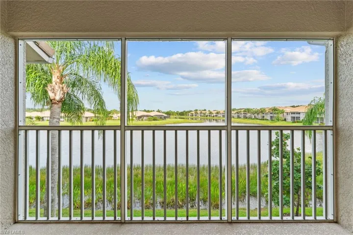screened lanai with a beautiful water view