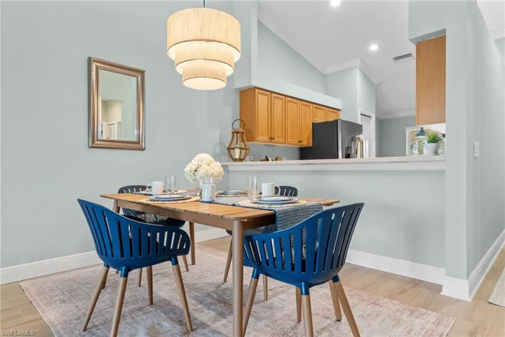Living /Dining room comination. Breakfast bar counter - could have bar stools for extra seating.