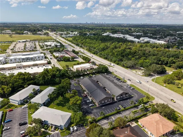 View of urban area featuring a main thoroughfare