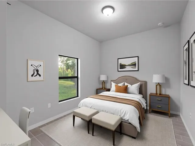 Virtually staged Bedroom featuring baseboards